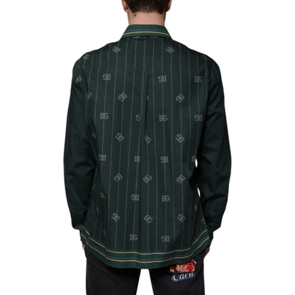 Dolce & Gabbana Green Logo Long Sleeve MARTINI Casual Shirt