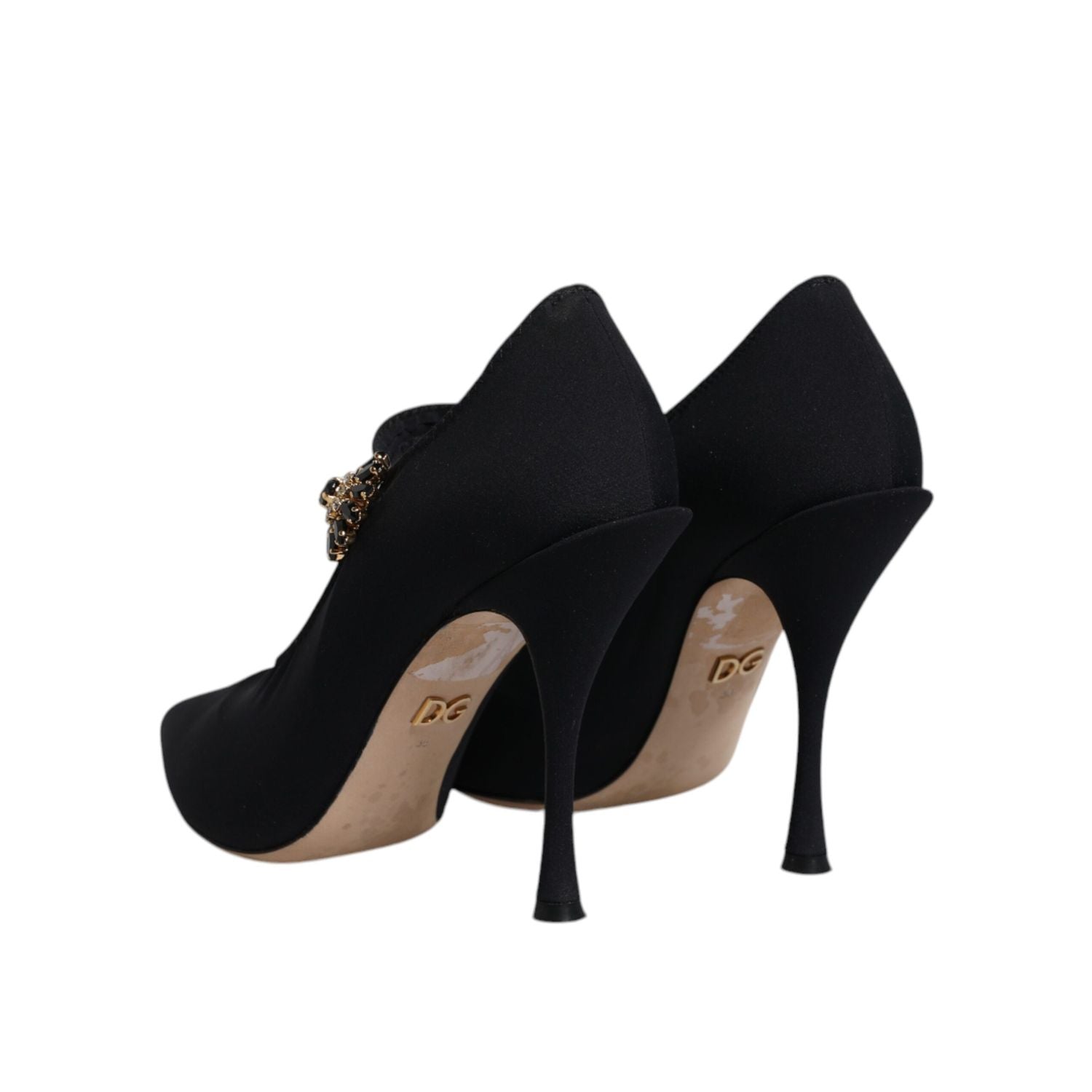 Dolce & Gabbana Black Mary Jane Stretch Crystal Pumps Shoes