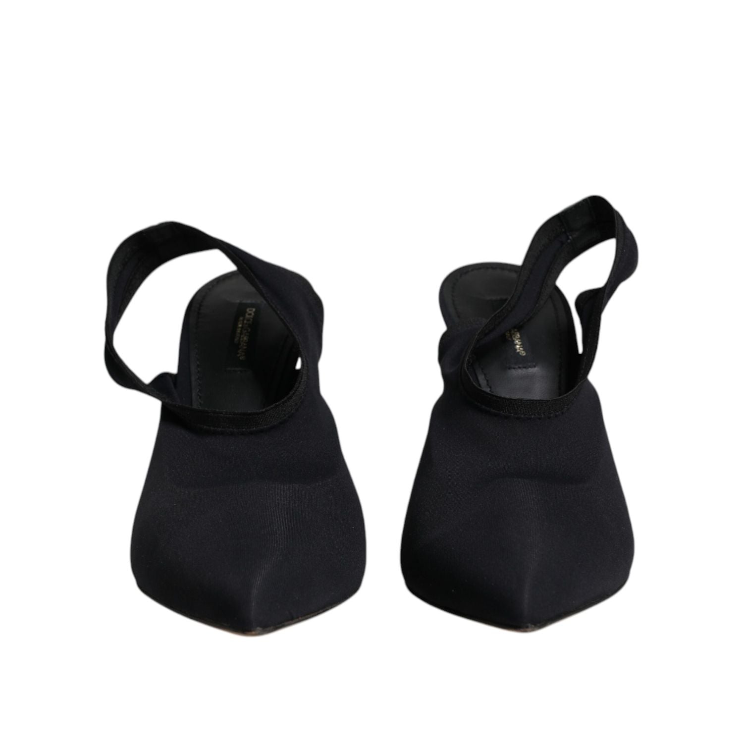 Dolce & Gabbana Black Jersey Stretch Heels Slingback Shoes