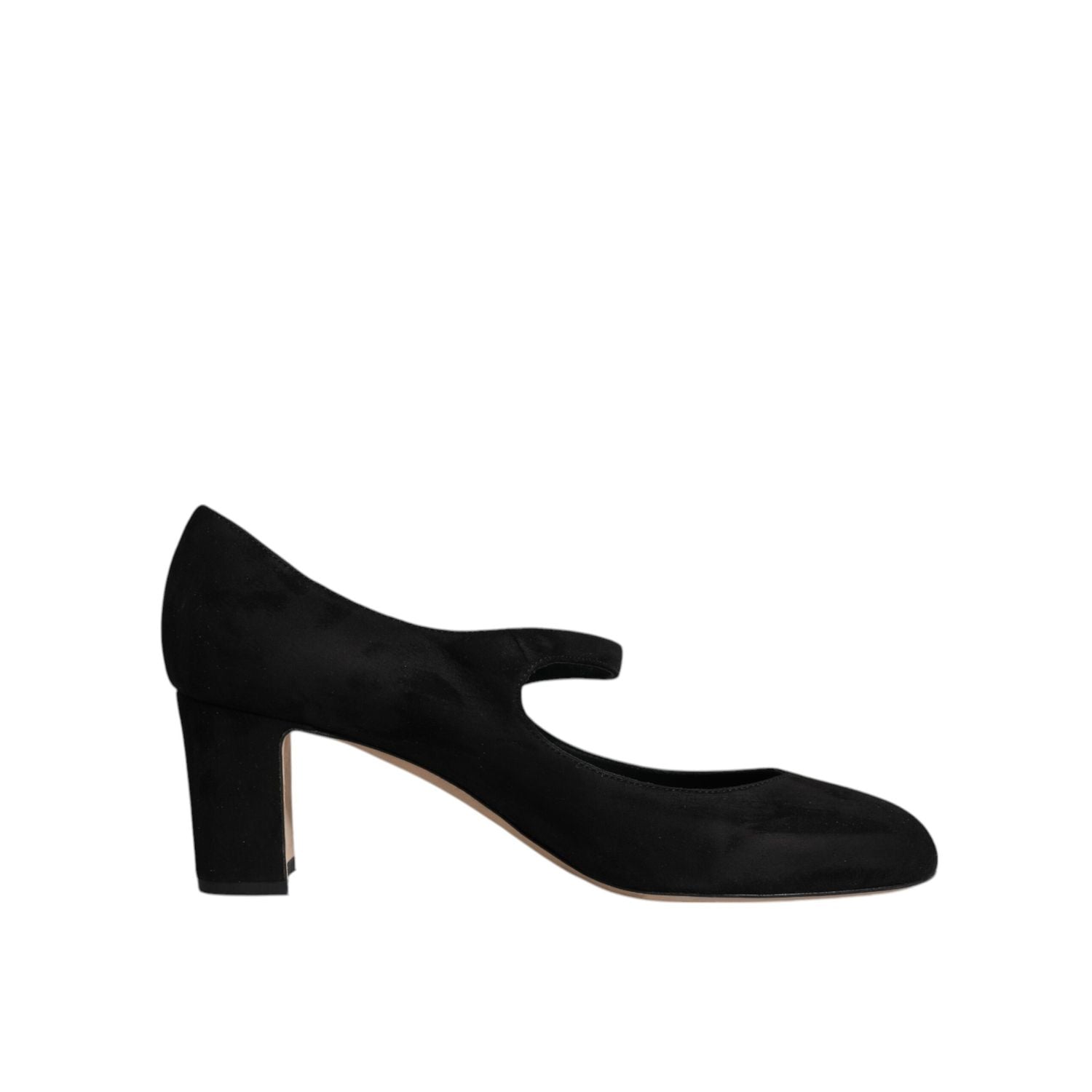 Dolce & Gabbana Black Suede Leather Block Heels Pumps Shoes