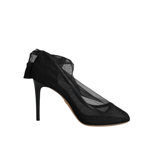 Dolce & Gabbana Black Nylon Stretch Mesh Sock Boots Shoes