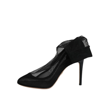 Dolce & Gabbana Black Nylon Stretch Mesh Sock Boots Shoes