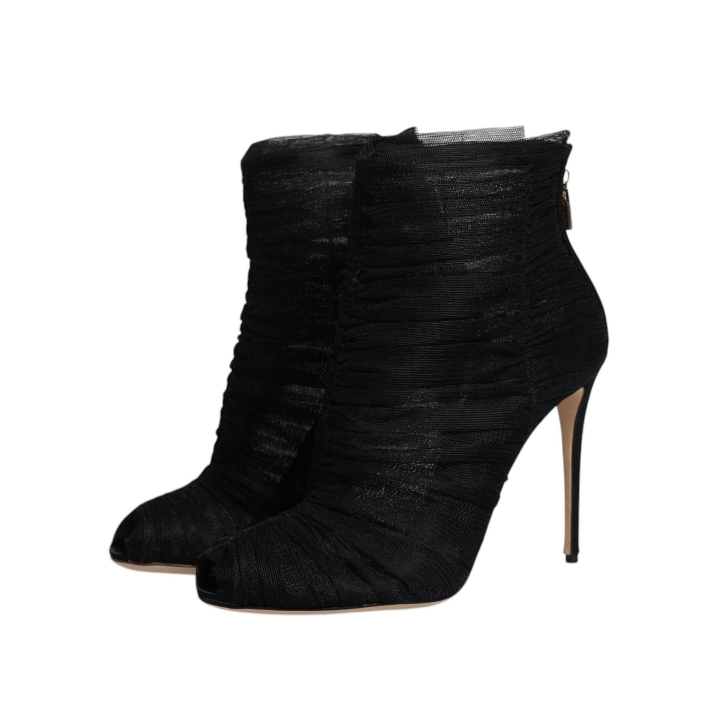 Dolce & Gabbana Black Mesh Stiletto Heels Ankle Boots Shoes