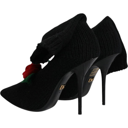 Dolce & Gabbana Black Stiletto Heels Mid Calf Boots Shoes
