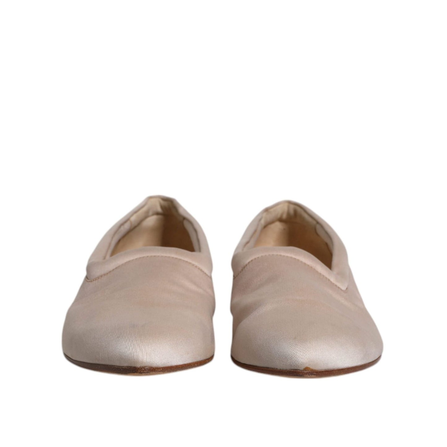 Dolce & Gabbana Beige Fabric Slip On Ballerina Flats Shoes