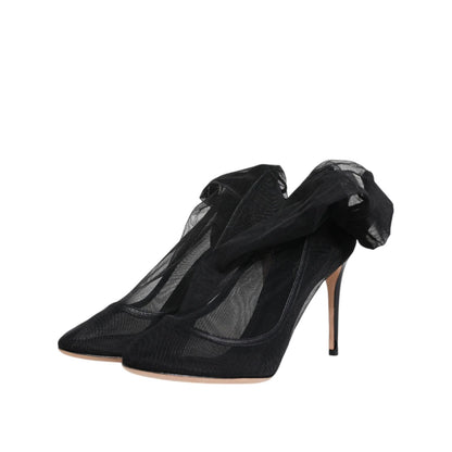 Dolce & Gabbana Black Nylon Mesh Sock Style Boots Shoes