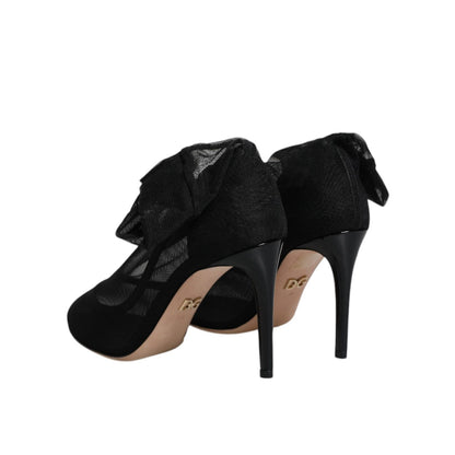 Dolce & Gabbana Black Nylon Mesh Sock Style Boots Shoes