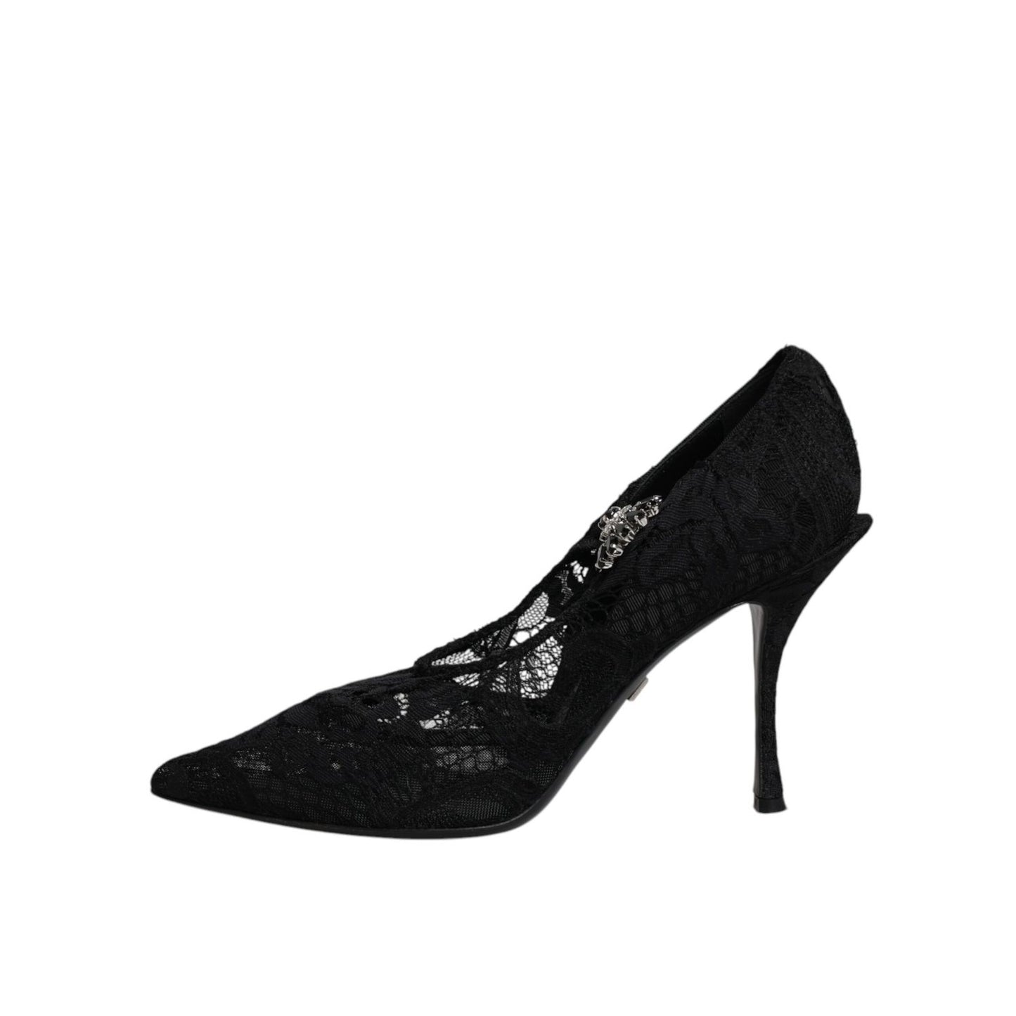 Dolce & Gabbana Black Lace Crystals Mary Jane Pumps Shoes