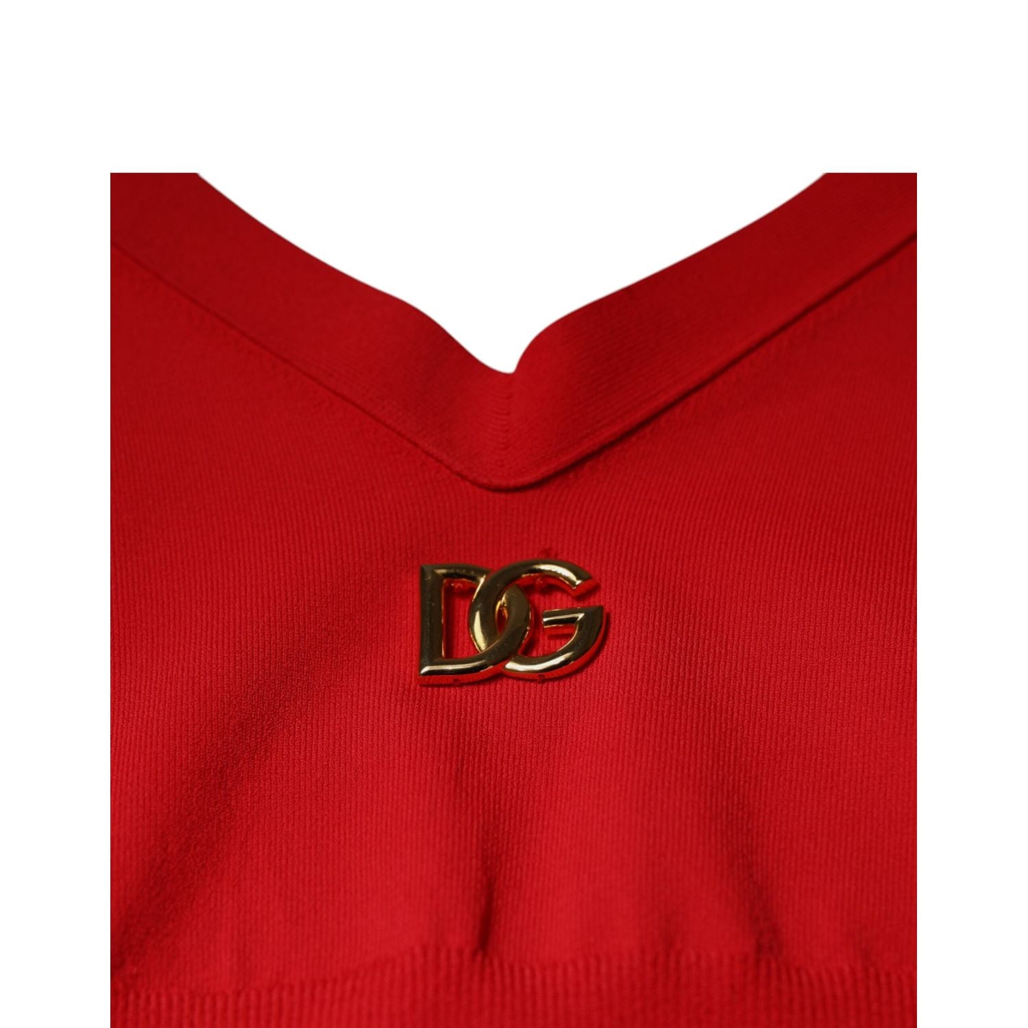 Dolce & Gabbana Red Viscose Sleeveless Halter Cropped Tank Top