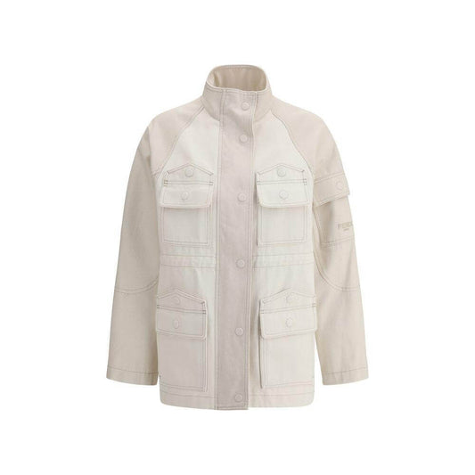 Fendi Cotton Denim Bomber Jacket with High Collar and Patch Pockets