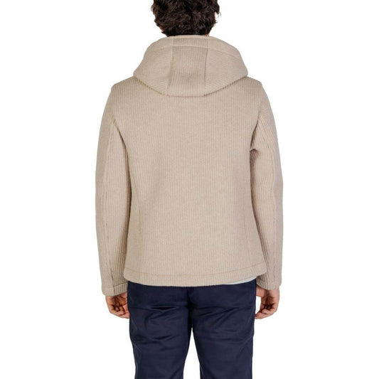 Back view of a Hydra Clothing beige polyester wool blend men's jacket from the Fall/Winter collection.