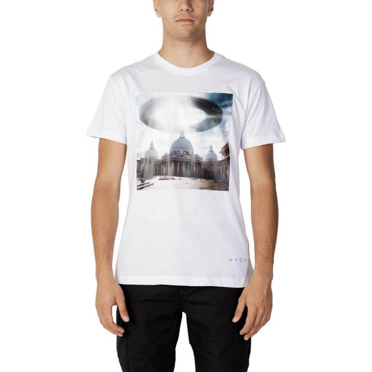 Hydra Clothing men's white cotton T-shirt from Spring/Summer collection with futuristic graphic design.