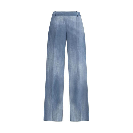 Ermanno Scervino Marocain palazzo pants in blue, featuring belt loops, side zipper, and discreet welt pockets for elegant comfort.