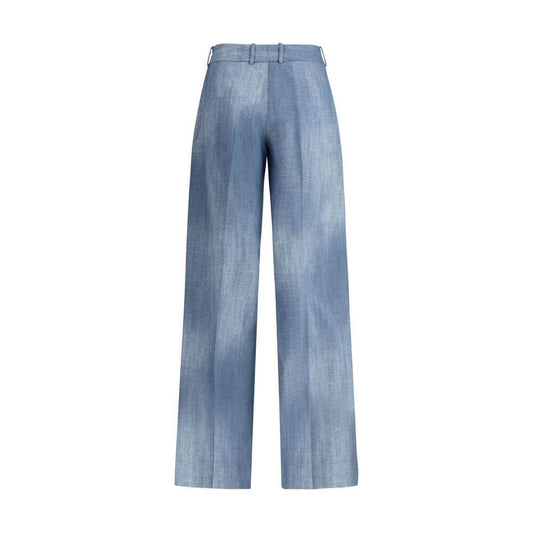 Ermanno Scervino Marocain palazzo pants with belt loops, side zipper, and side welt pockets for elegant style and comfort.
