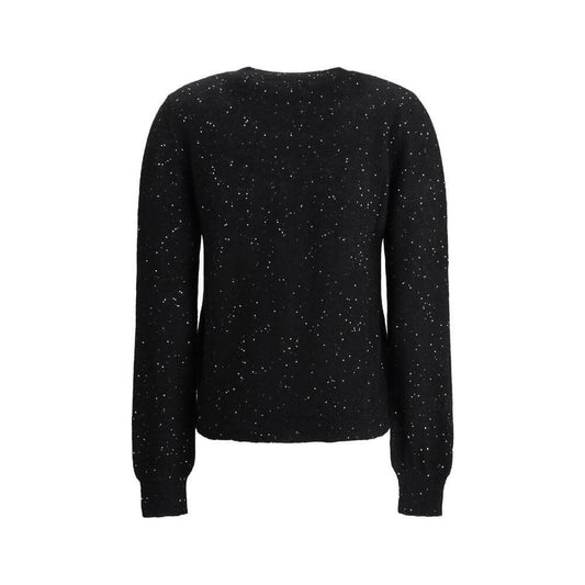 Back view of Fabiana Filippi sequined cardigan with ribbed cuffs and all-over sequins, adding elegance and glamour to your wardrobe.