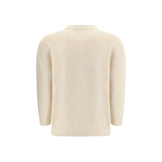 Back view of Fabiana Filippi cotton cardigan with ribbed crew neck and cuffs, showcasing casual-chic style and comfortable fit.