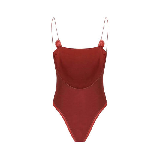 Oséree Rose Swimsuit with 3D rose appliqués, thin straps, and semi-transparent design offers an elegant, romantic look.