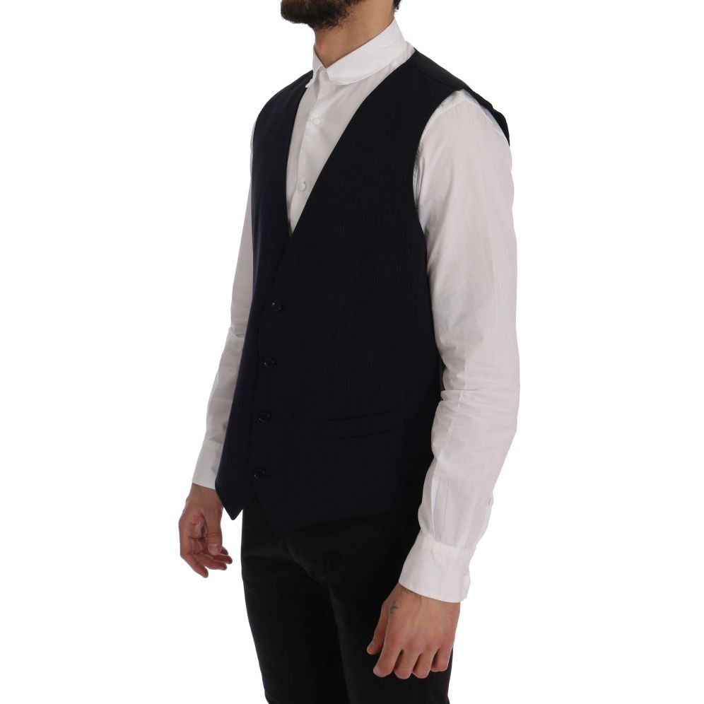 Dolce & Gabbana Blue STAFF Wool Stretch Vest