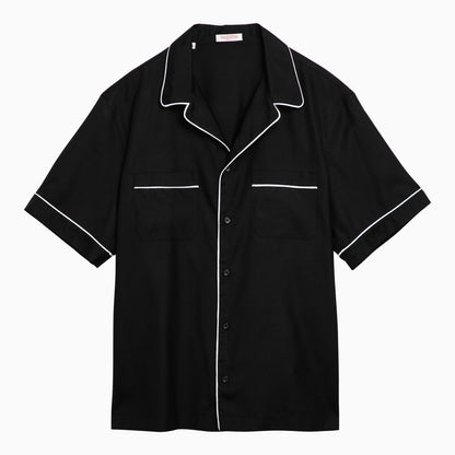 Valentino Black silk bowling shirt