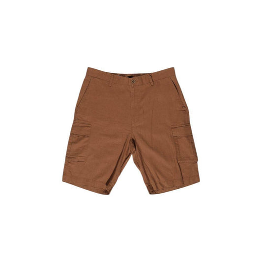 Hamaki-Ho brown linen and cotton men's Bermuda shorts for fall/winter collection, featuring a casual style.