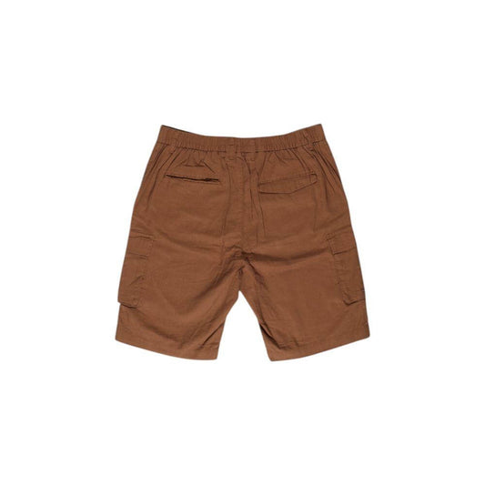 Hamaki-Ho brown linen men's Bermuda shorts, fall/winter collection, made of 55% linen and 45% cotton blend.