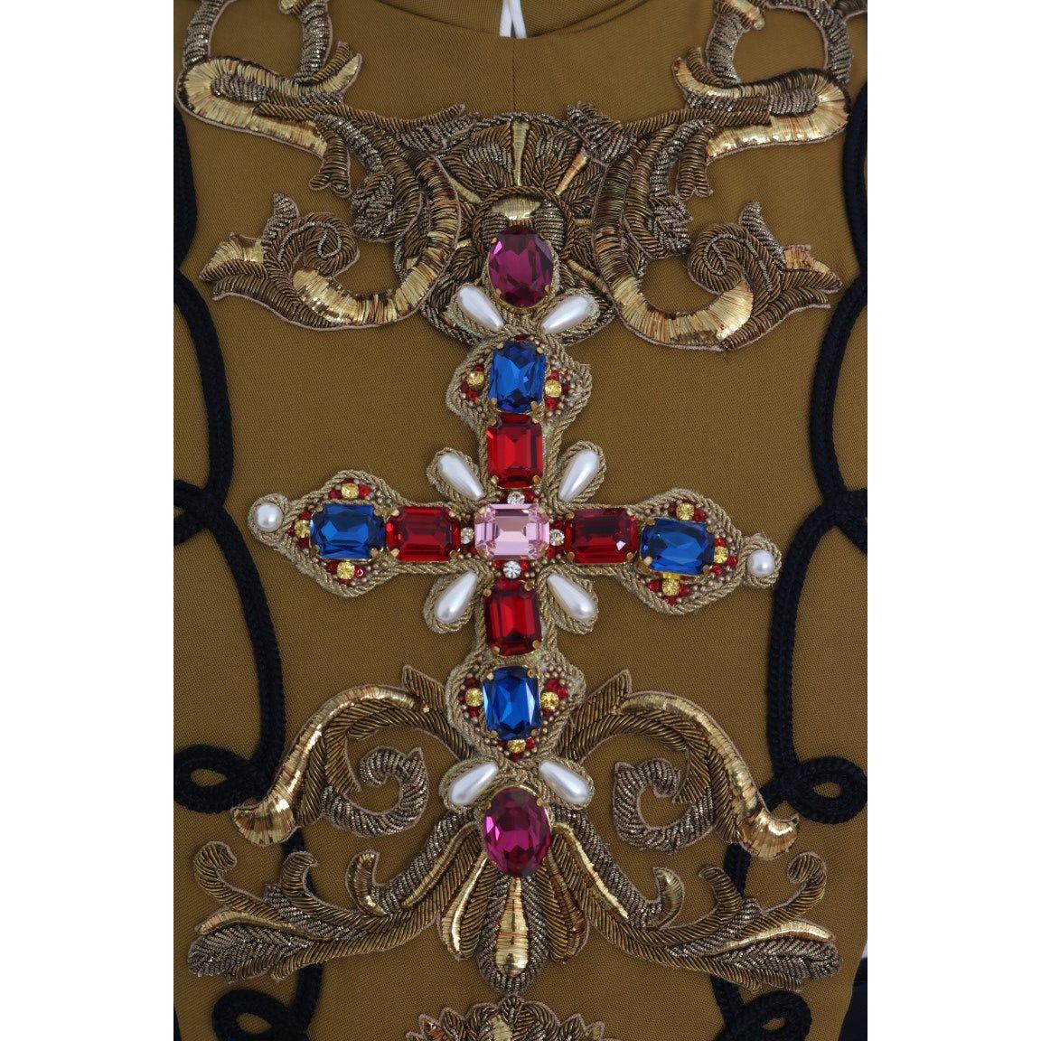 Dolce & Gabbana Yellow Crystal Cross Vest Jacket Vest Jacket