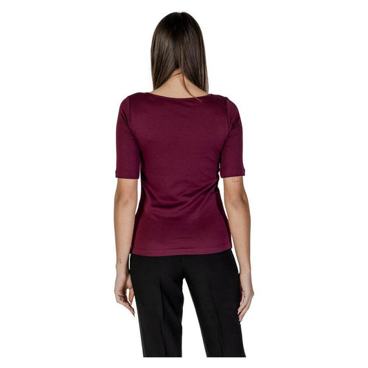 Street One purple short-sleeved women's T-shirt, spring/summer collection, made from 50% cotton and 50% modal, back view