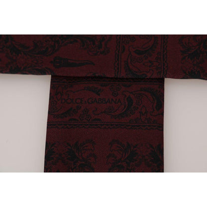 Dolce & Gabbana Bordeaux Silk Crown Chili Scarf Silk Scarves