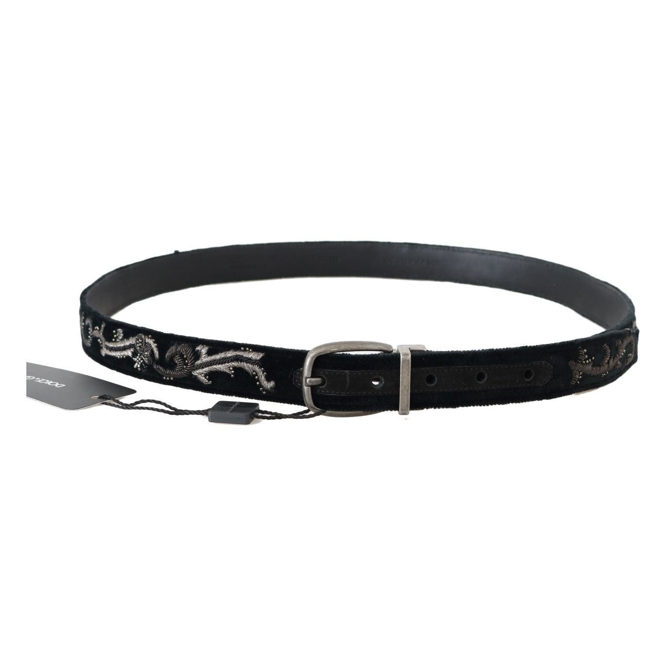 Dolce & Gabbana Black Cotton Royal Bee Embroidery Belt Belt