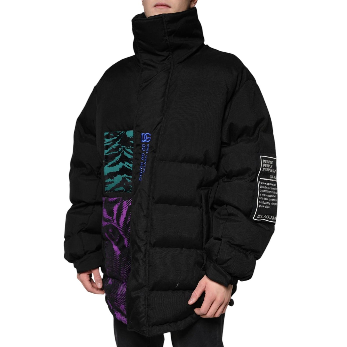 Dolce & Gabbana Black Nylon Puffer Men Full Zip Jacket