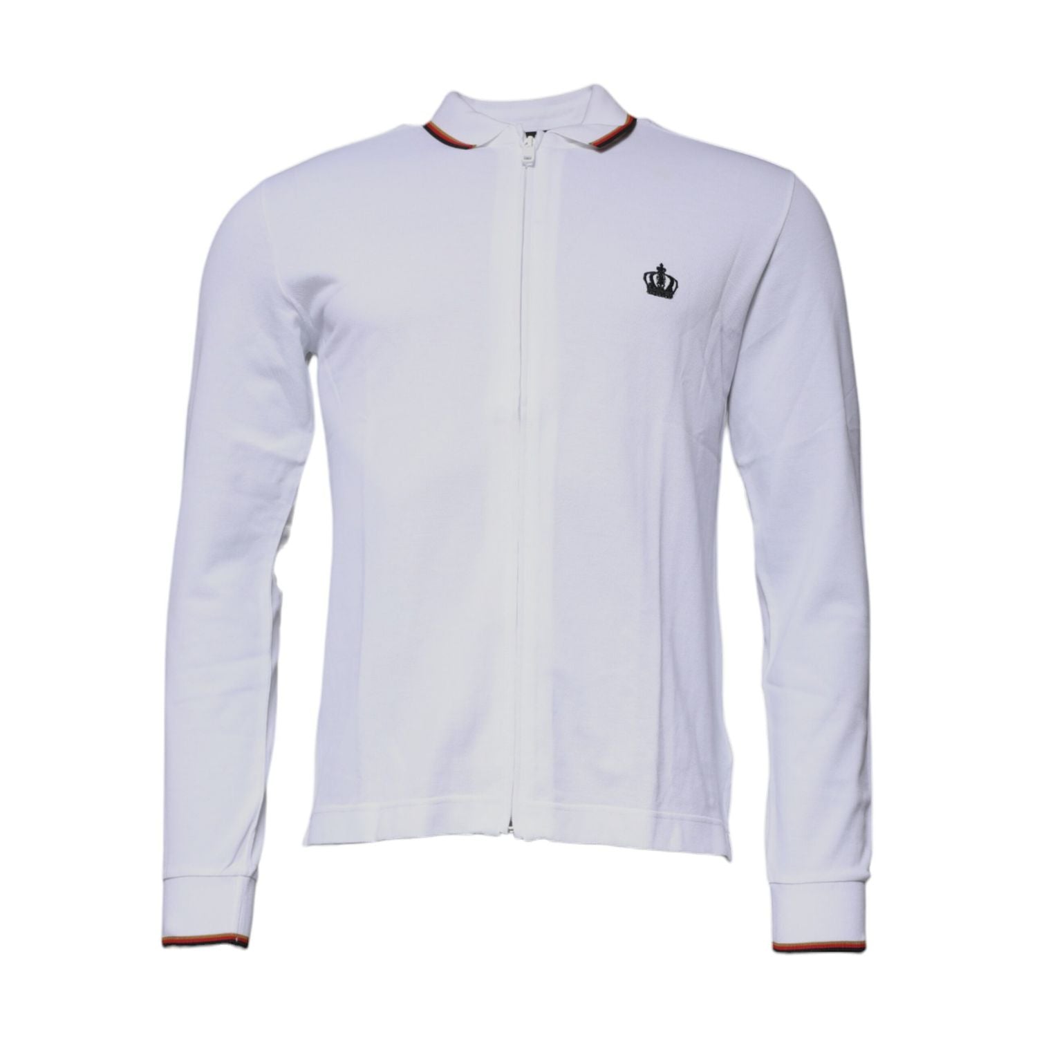 Dolce & Gabbana White Crown Men Full Zip Sweatshirt Sweater