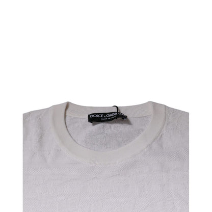 Dolce & Gabbana White Silk Crew Neck Men Pullover Sweater