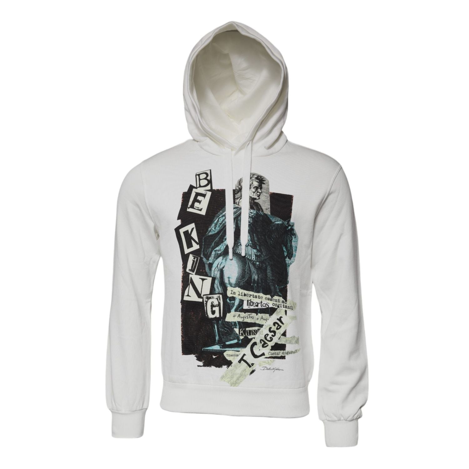 Dolce & Gabbana White Caesar Cotton Hooded Pullover Sweater
