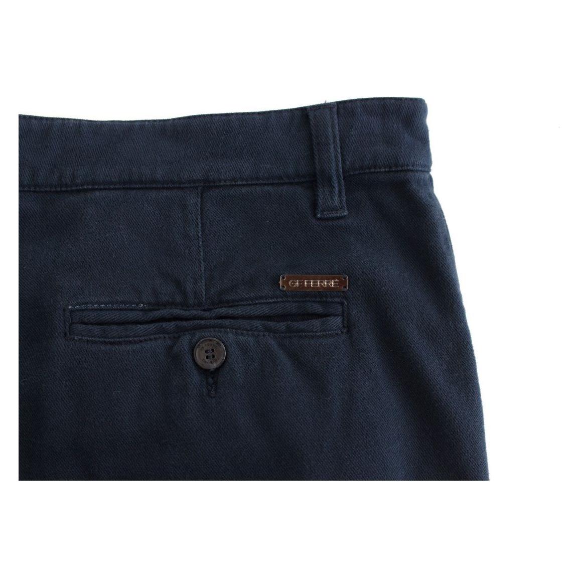 GF Ferre Blue Stretch Straight Fit Pants Chinos