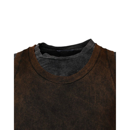 Dolce & Gabbana Brown Cotton Round Neck Sleeveless T-shirt