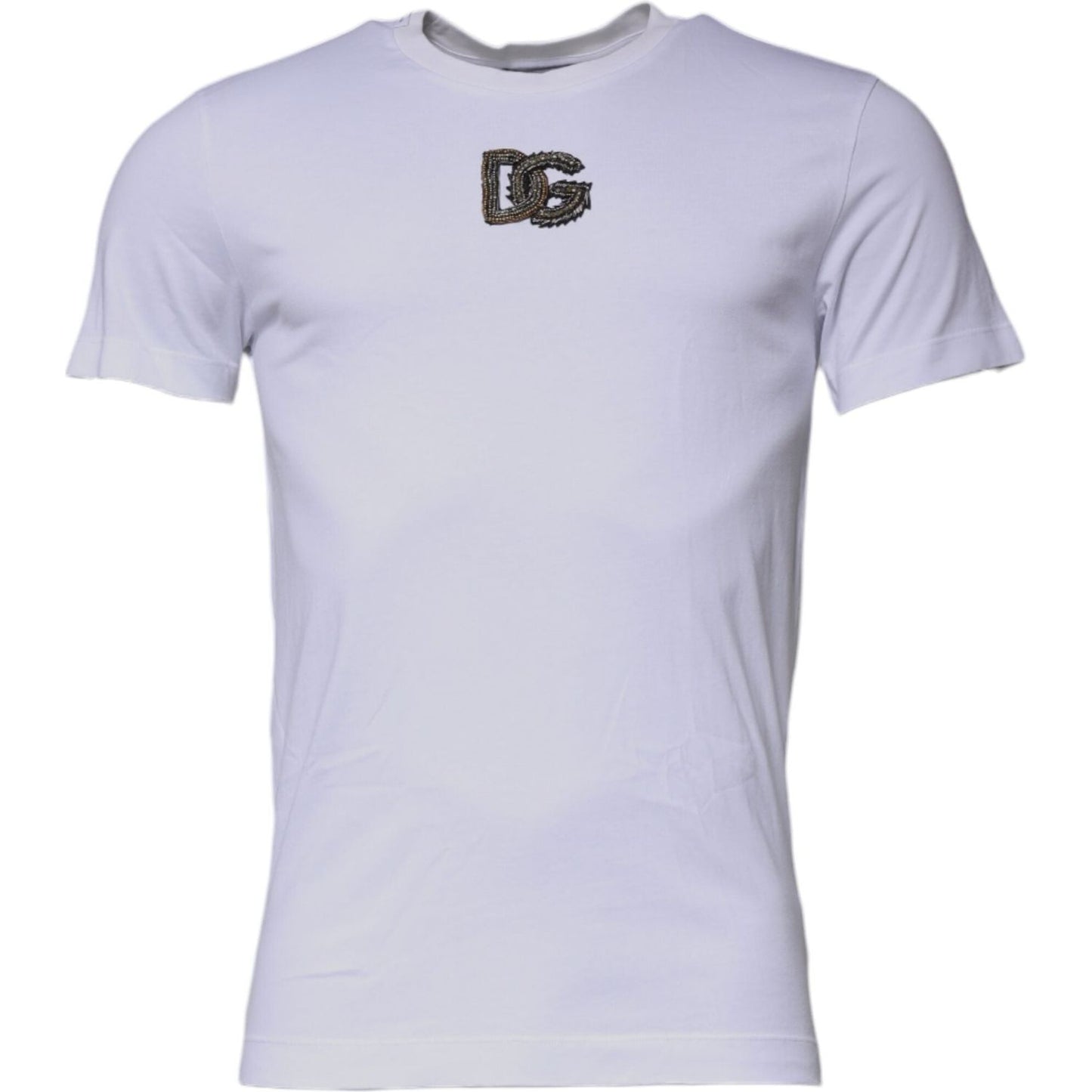 Dolce & Gabbana White DG Logo Cotton Crew Neck T-shirt