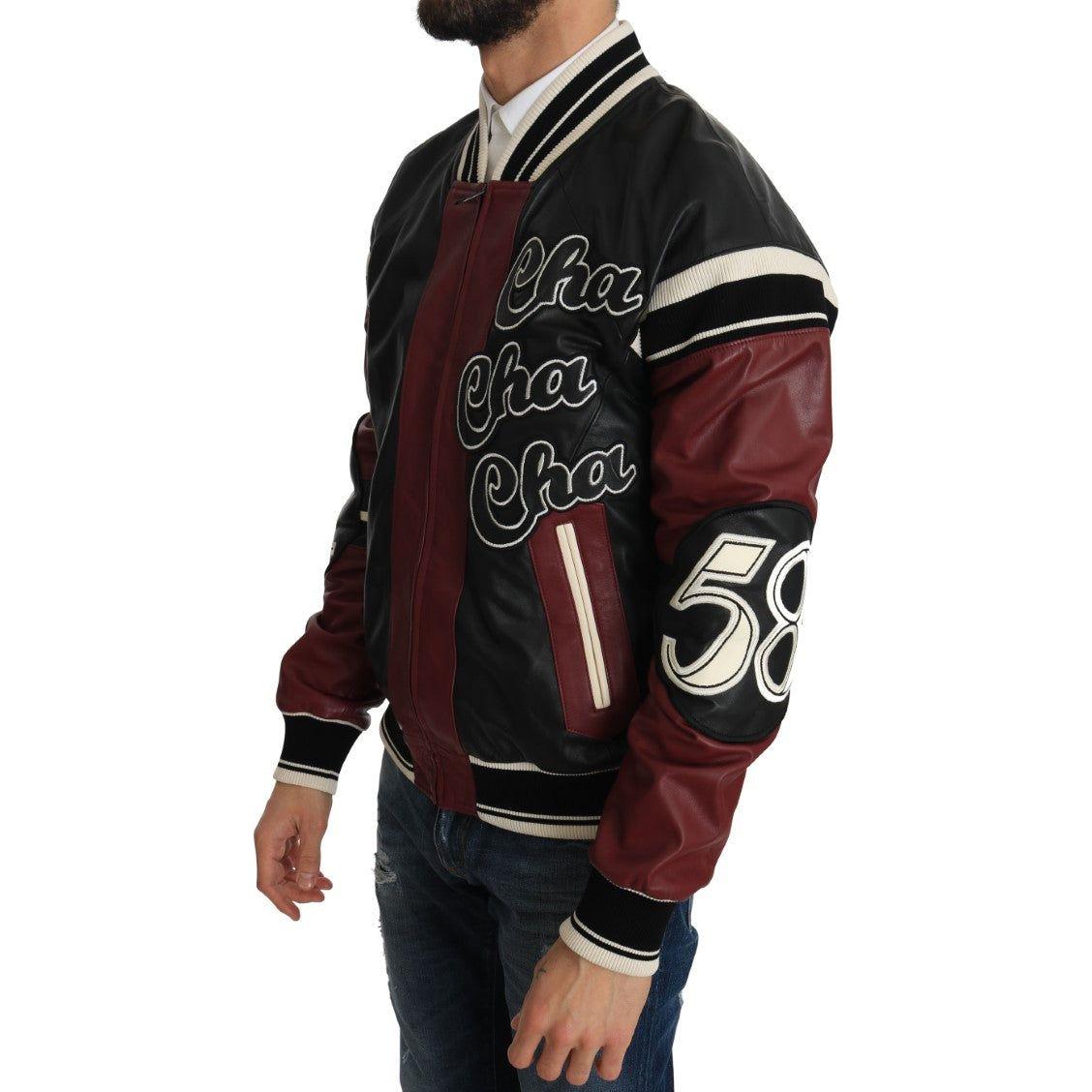 Dolce & Gabbana Leather Club Lounge Black Red Jacket MAN COATS & JACKETS