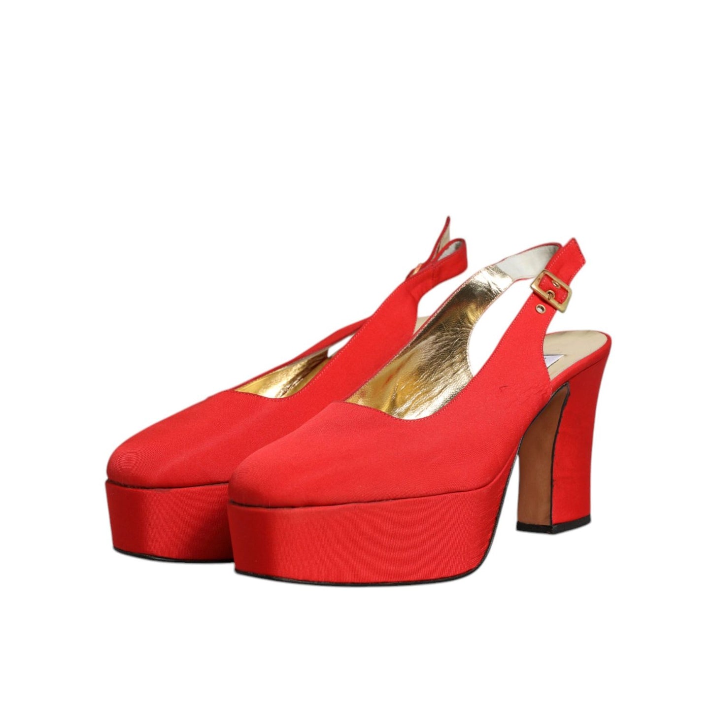 Dolce & Gabbana Red Platform Slingback Heels Sandals Shoes