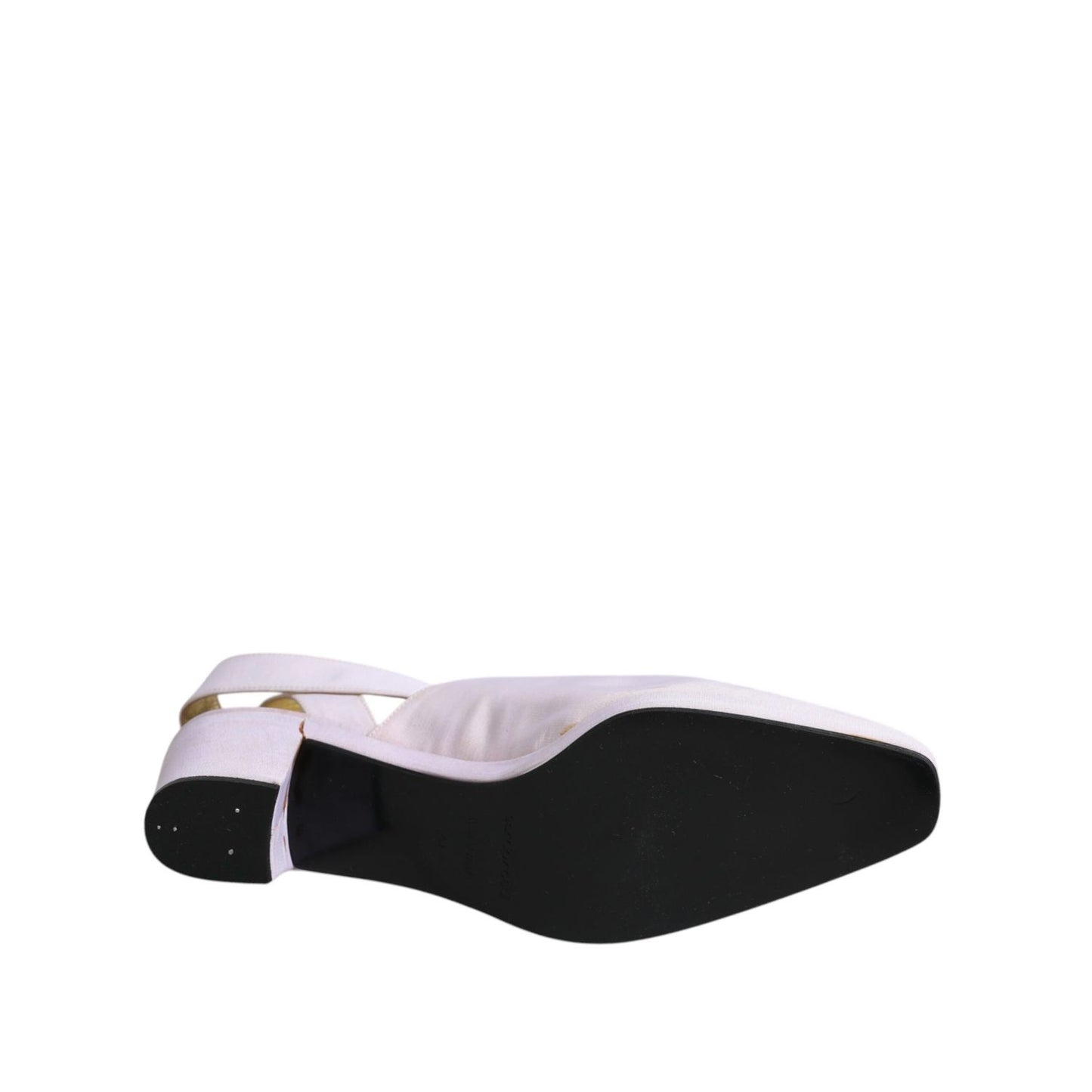 Dolce & Gabbana Off White Block Heel Slingback Sandals Shoes