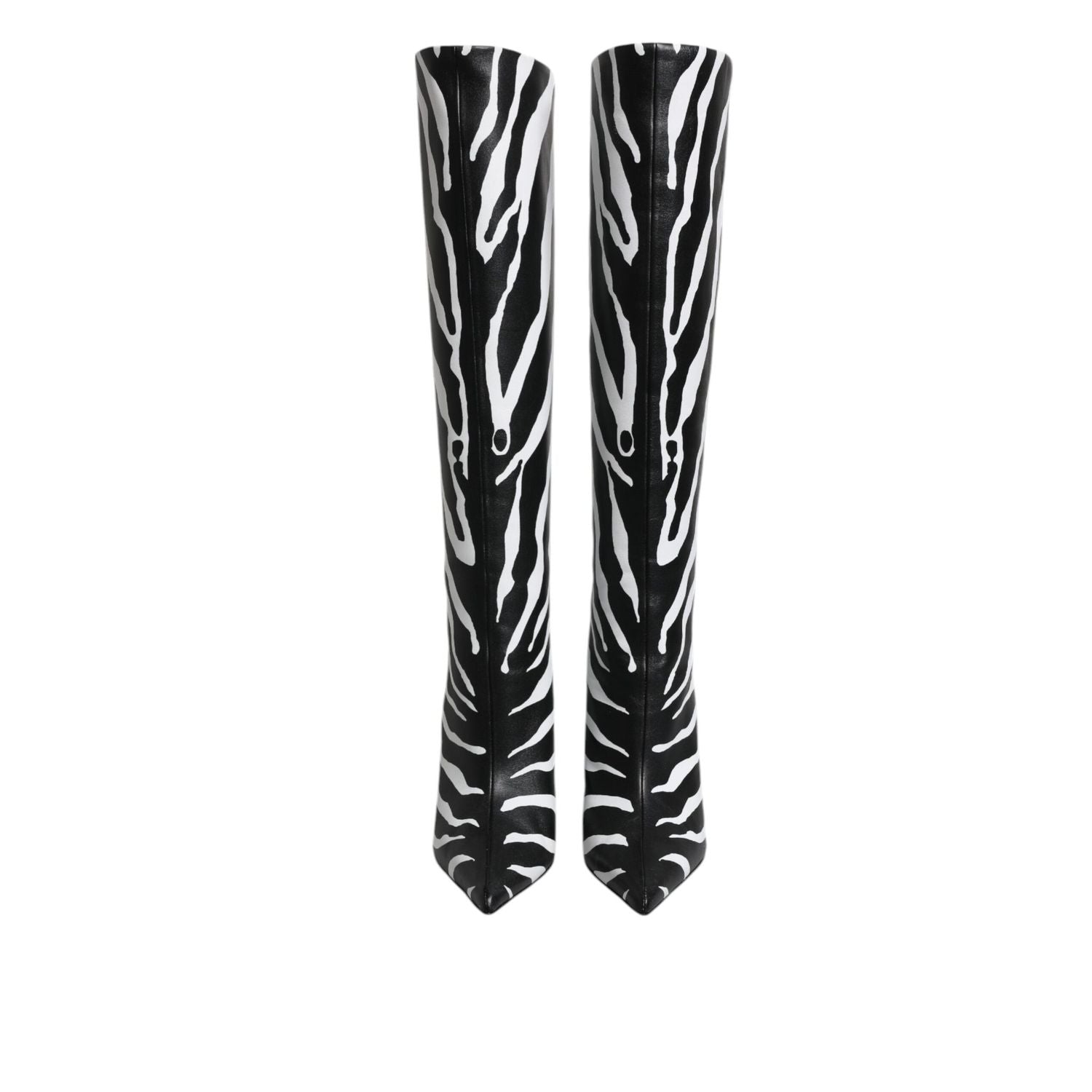 Dolce & Gabbana Black White Zebra Heels High Boots Shoes