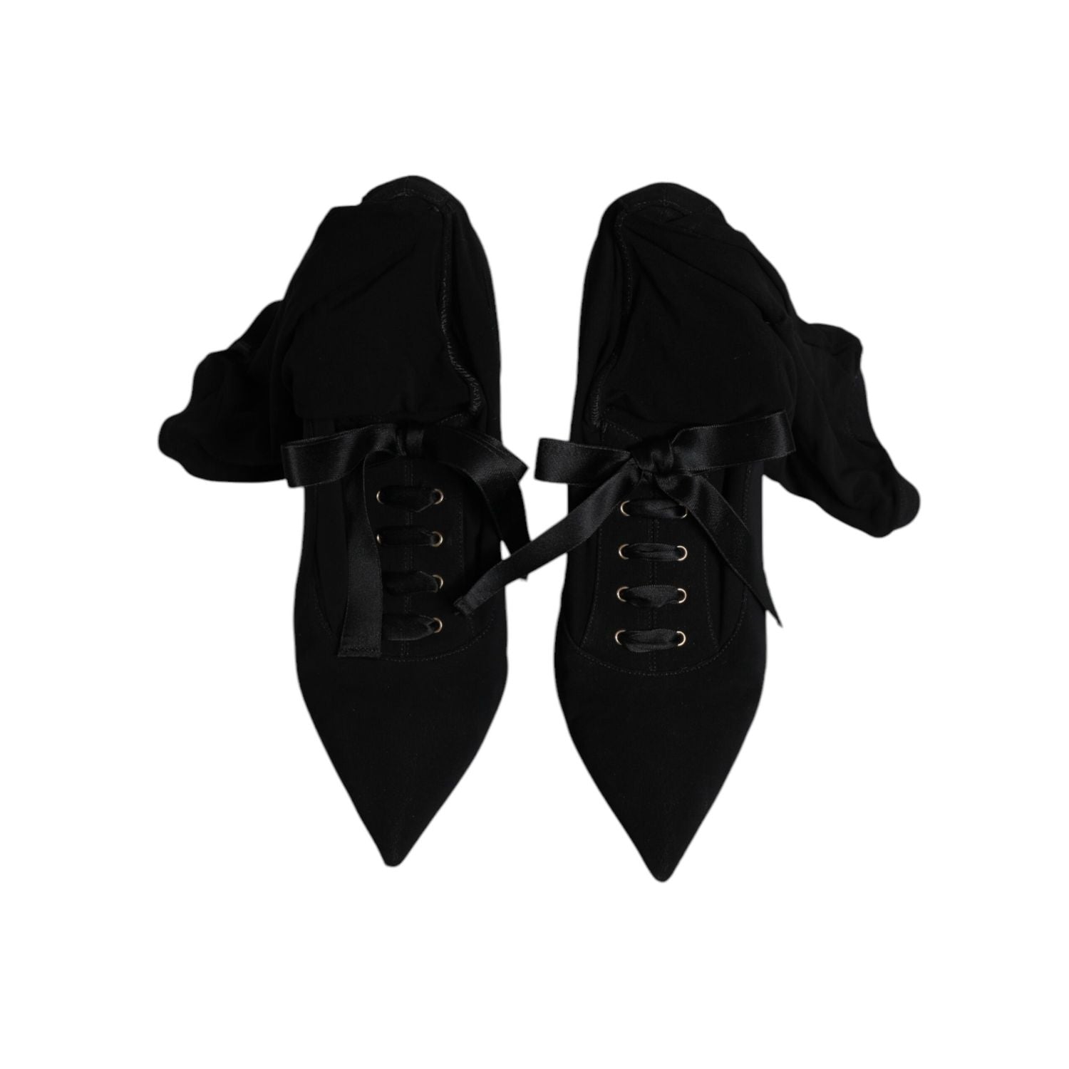 Dolce & Gabbana Black Stiletto Heels Mid Calf Boots Shoes