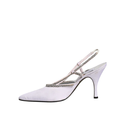 Dolce & Gabbana White Strass Crystal Slingbacks Pumps Shoes