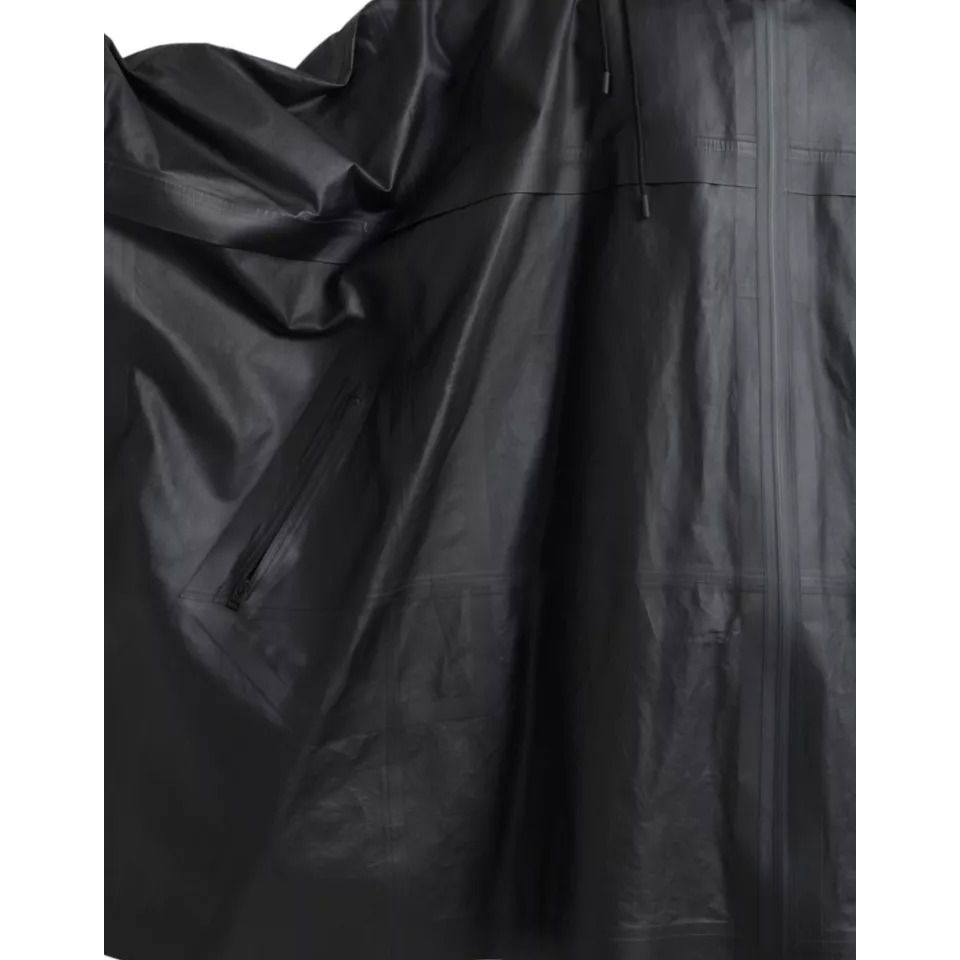 Bottega Veneta Black Leather Hooded Men Trenchcoat Jacket