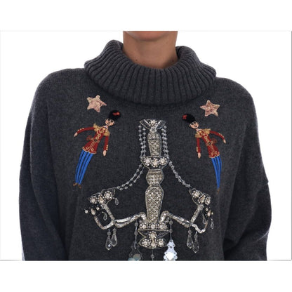 Dolce & Gabbana Fairy Tale Crystal Gray Cashmere Sweater