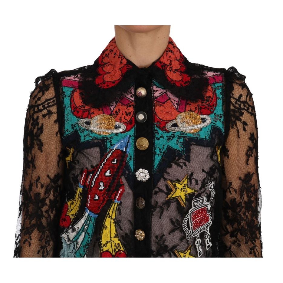 Dolce & Gabbana Black Lace Crystal SPACE Shirt