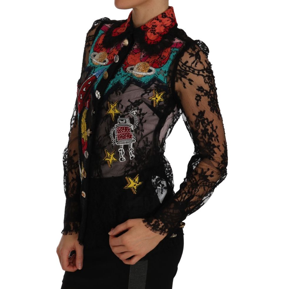 Dolce & Gabbana Black Lace Crystal SPACE Shirt