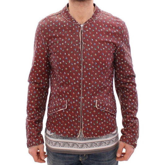 Dolce & Gabbana Bordeaux Leather Boxer Print Jacket Coat Coats & Jackets