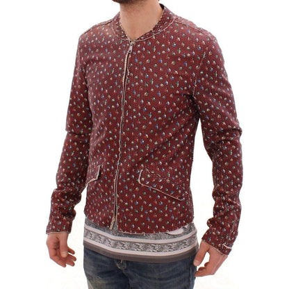 Dolce & Gabbana Bordeaux Leather Boxer Print Jacket Coat