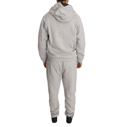 Billionaire Italian Couture Gray Cotton Sweater Pants Tracksuit