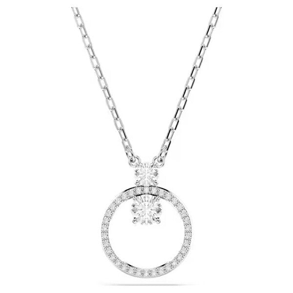 Elegant silver necklace with pendant showcasing a sparkling circular design by SWAROVSKI Mod. 5692261 for ladies, quartz movement.